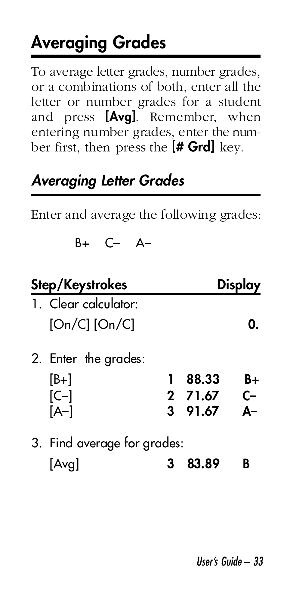 Averaging grades | Calculated Industries 3058 User Manual | Page 33 / 64
