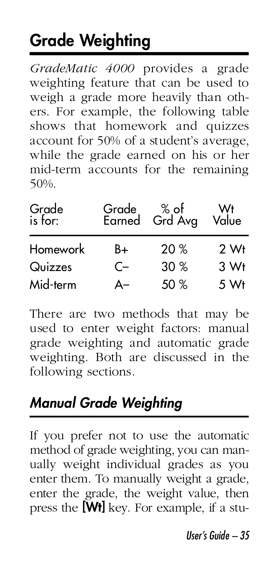 Grade weighting | Calculated Industries 3058 User Manual | Page 35 / 64