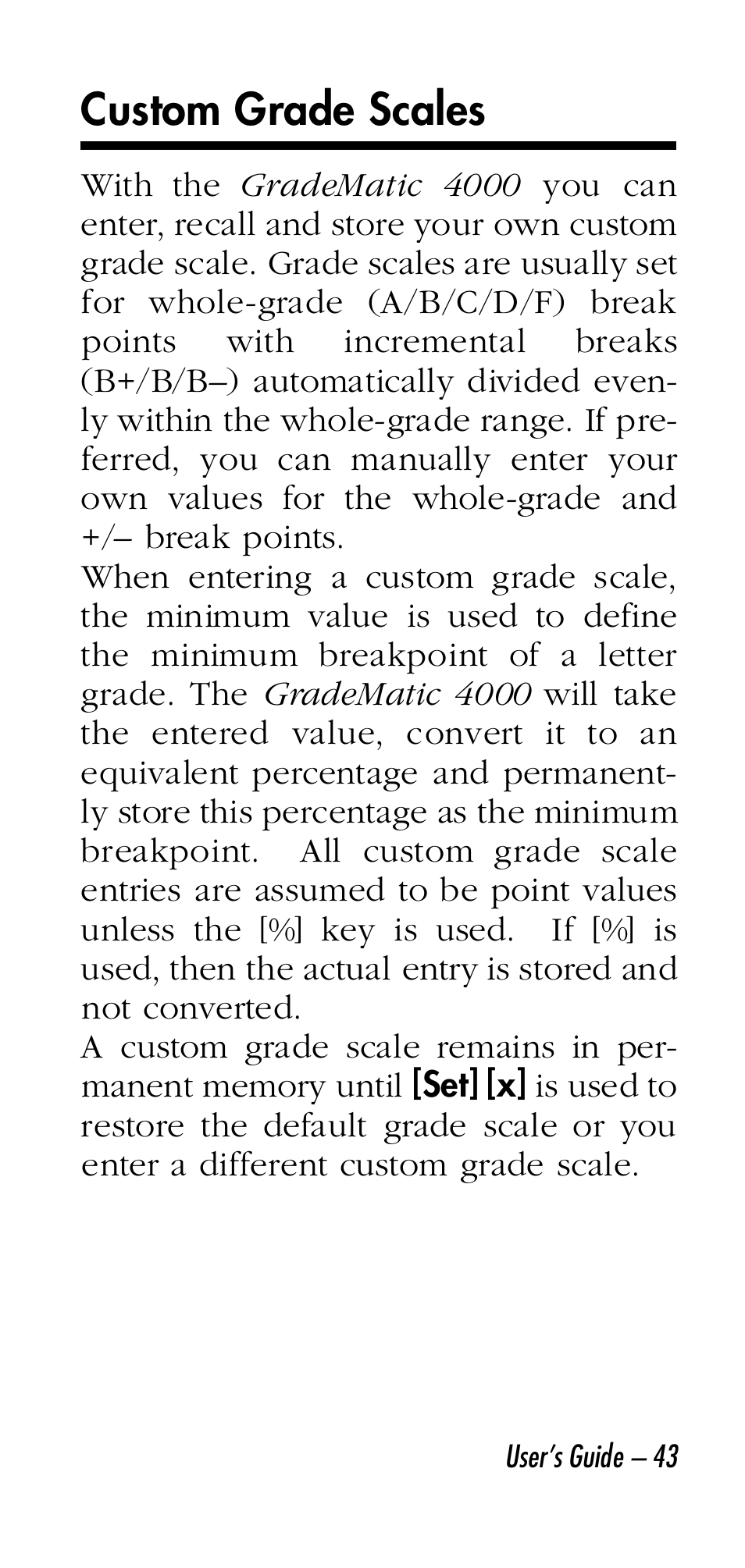 Custom grade scales | Calculated Industries 3058 User Manual | Page 43 / 64