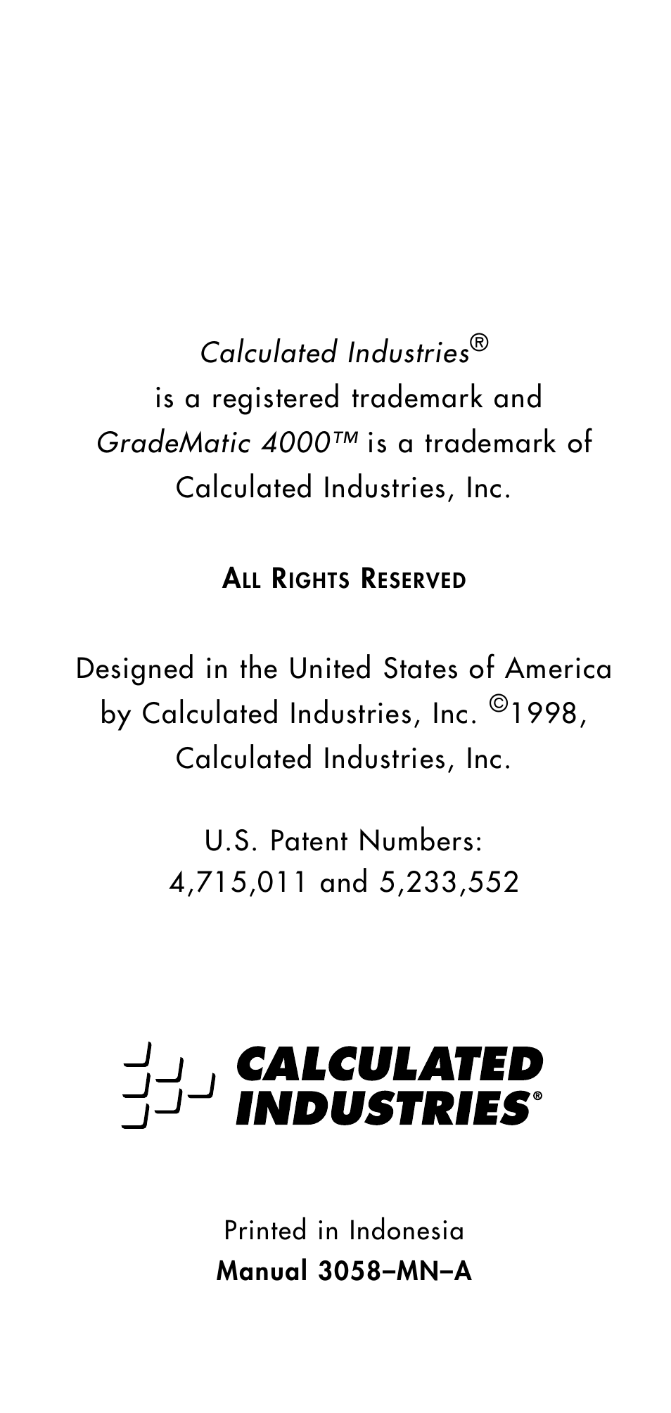 Calculated Industries 3058 User Manual | Page 64 / 64