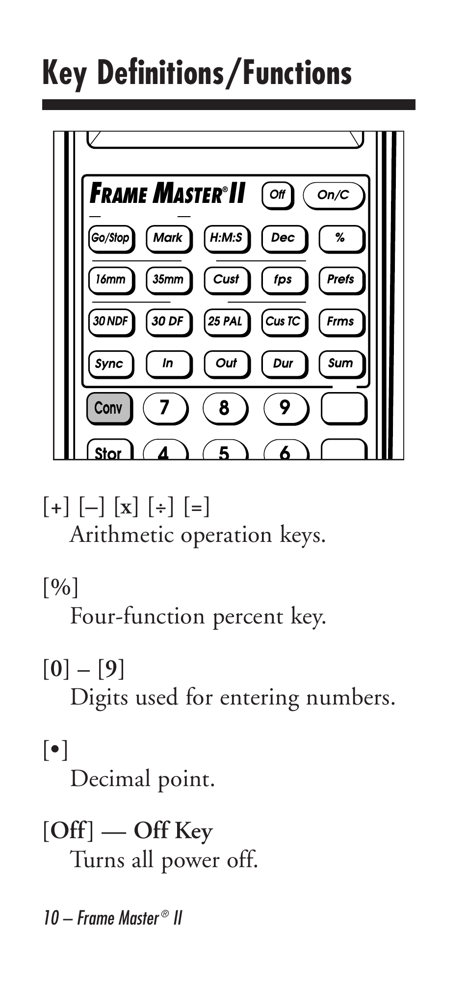 Key definitions/functions, Rame, Aster | Calculated Industries 9226 User Manual | Page 10 / 56