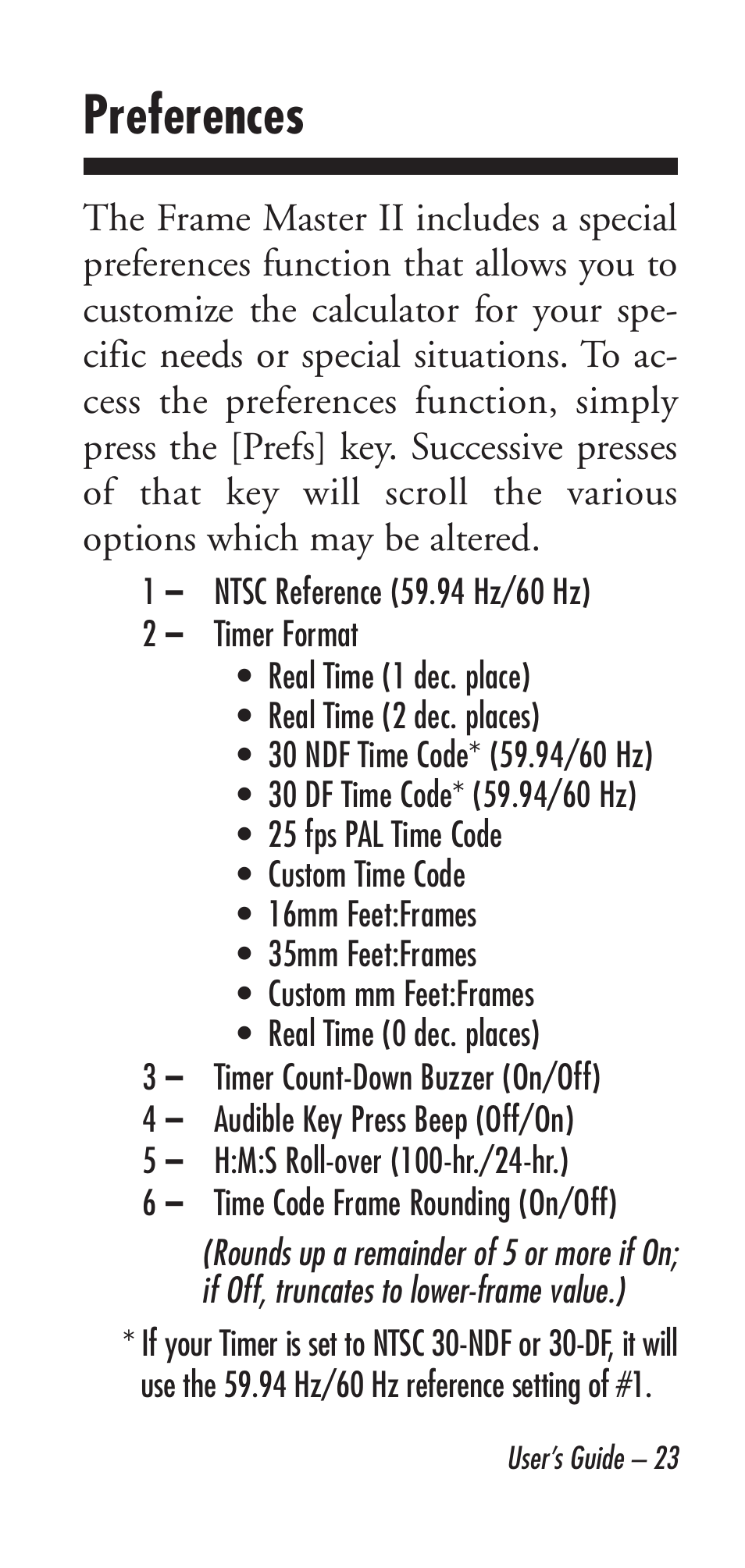 Preferences | Calculated Industries 9226 User Manual | Page 23 / 56