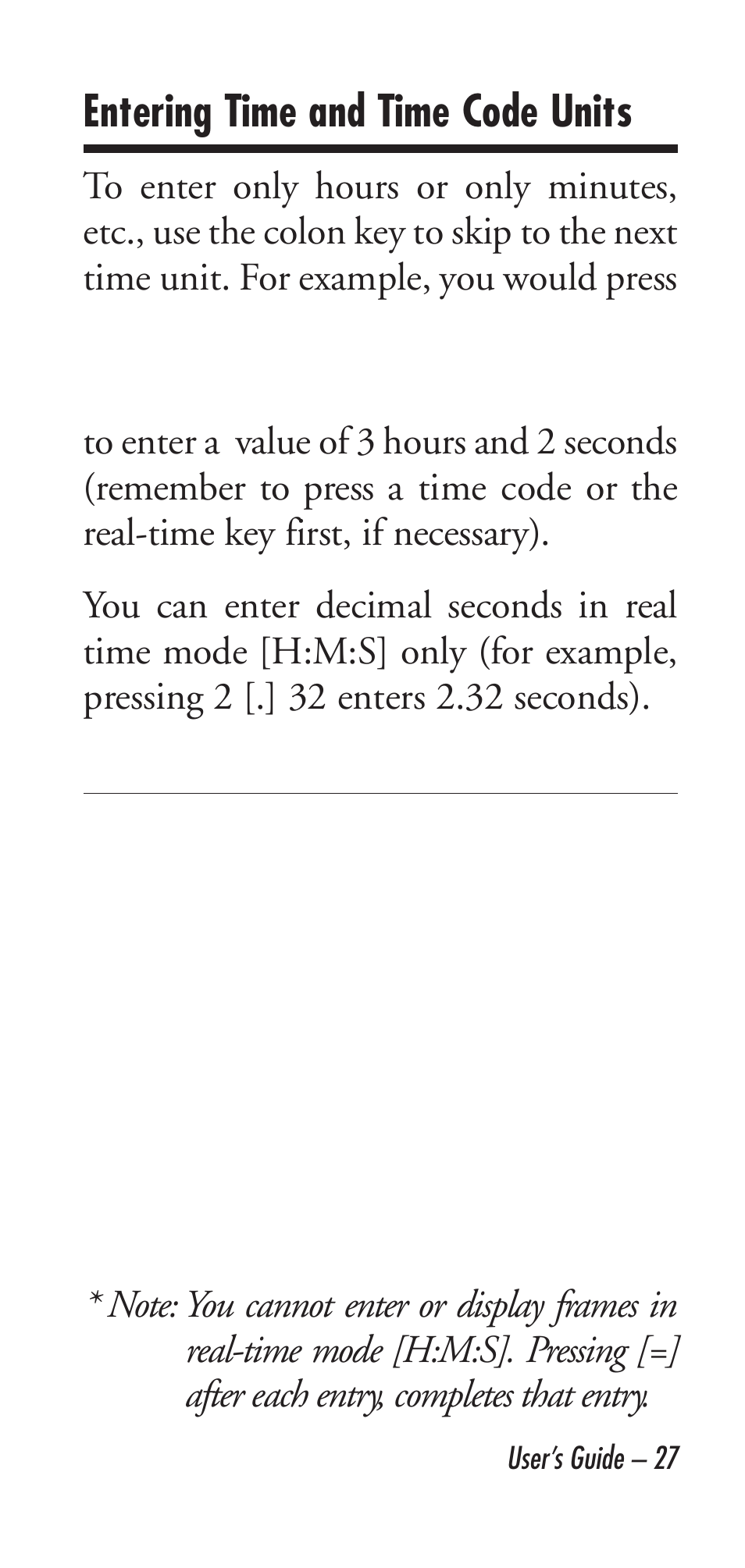 Entering time and time code units | Calculated Industries 9226 User Manual | Page 27 / 56