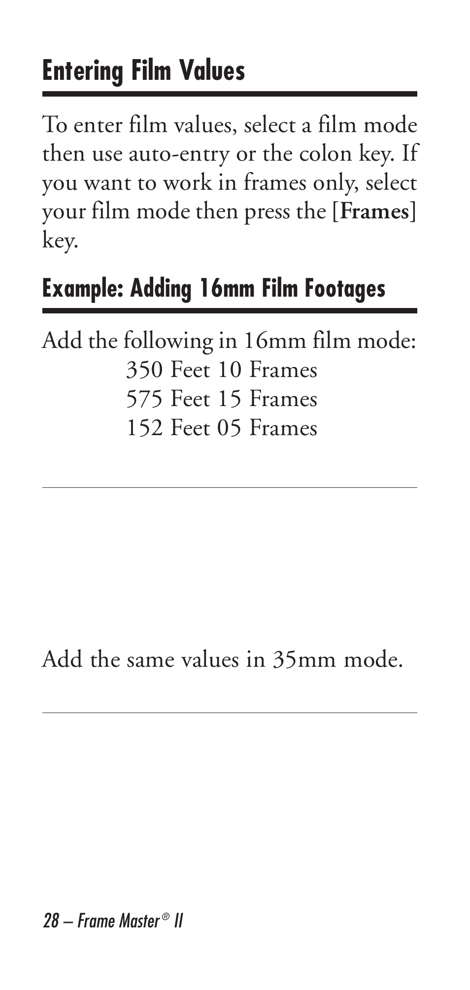 Entering film values, Add the same values in 35mm mode | Calculated Industries 9226 User Manual | Page 28 / 56
