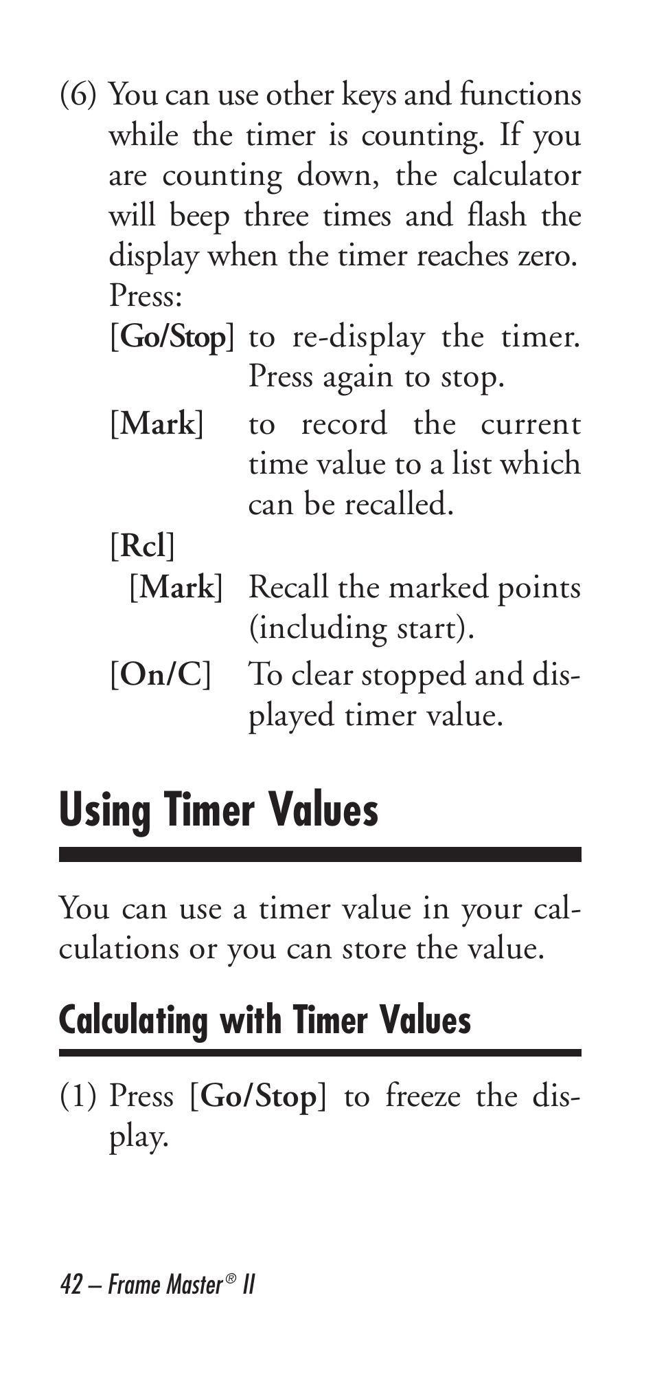 Using timer values, Calculating with timer values | Calculated Industries 9226 User Manual | Page 42 / 56