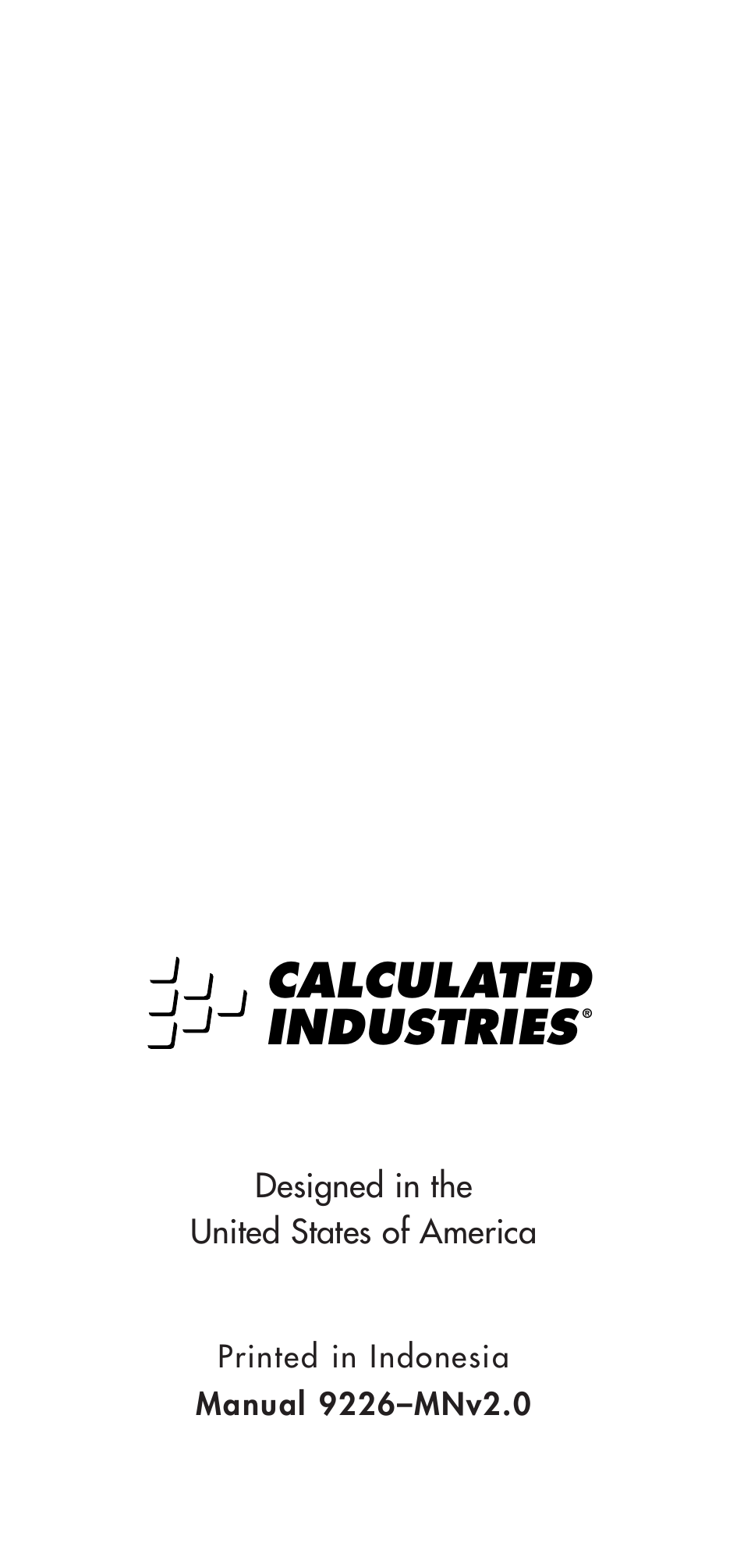 Calculated industries | Calculated Industries 9226 User Manual | Page 56 / 56
