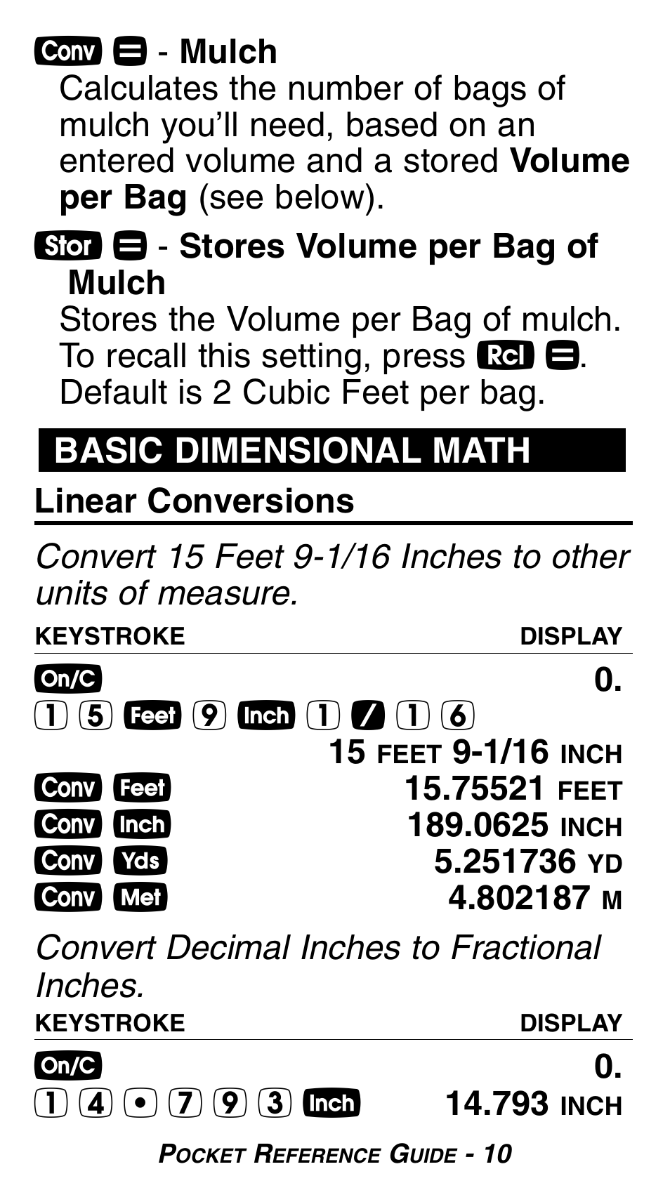 Basic dimensional math | Calculated Industries 8527 User Manual | Page 12 / 24