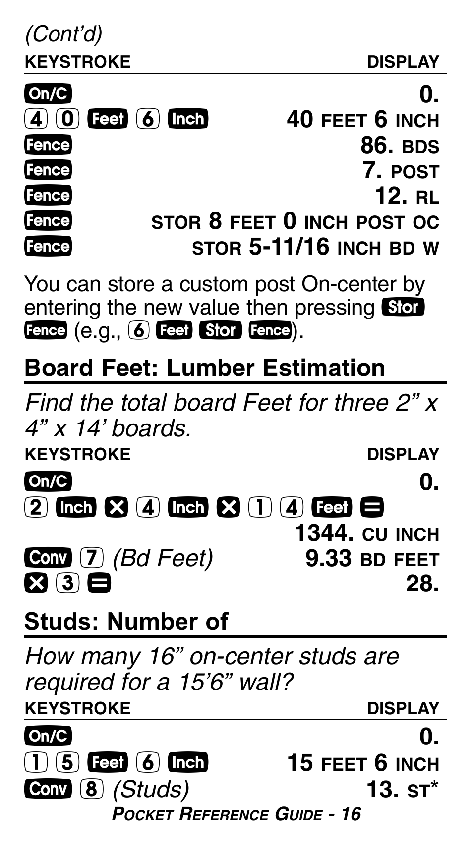 Calculated Industries 8525 Pocket Reference Guide User Manual | Page 18 / 24