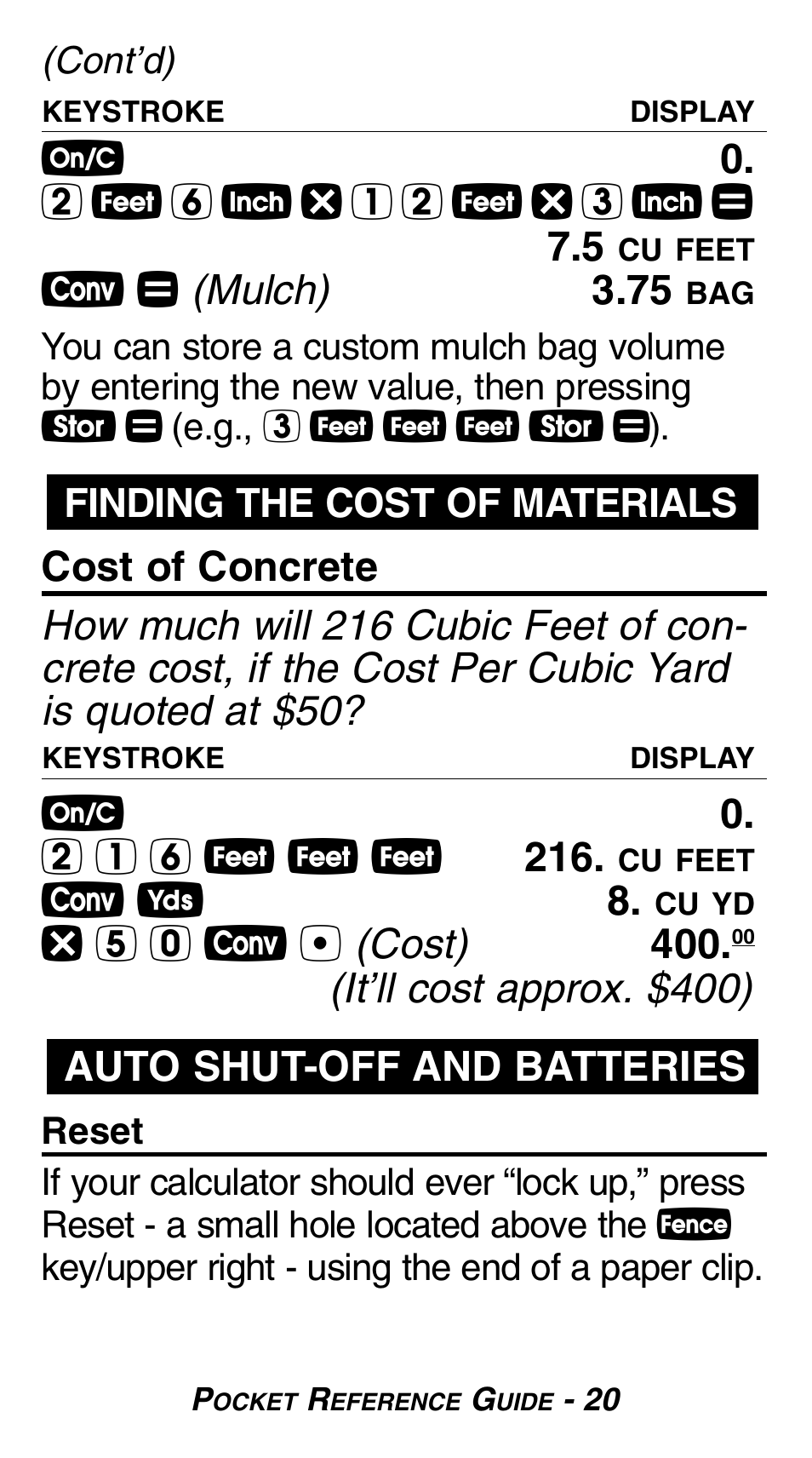 Calculated Industries 8525 Pocket Reference Guide User Manual | Page 22 / 24