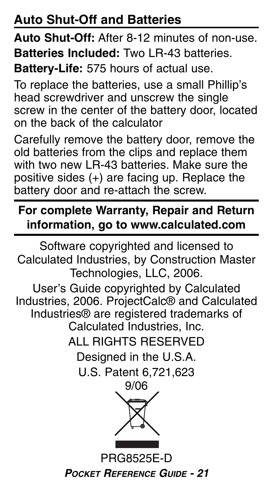 Calculated Industries 8525 Pocket Reference Guide User Manual | Page 23 / 24