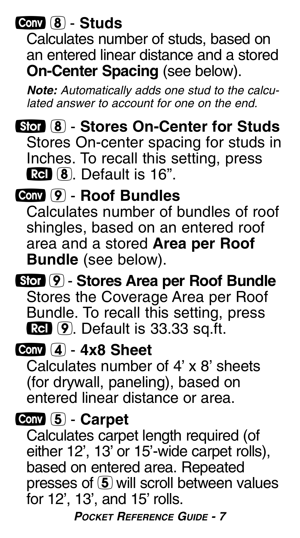 Calculated Industries 8525 Pocket Reference Guide User Manual | Page 9 / 24