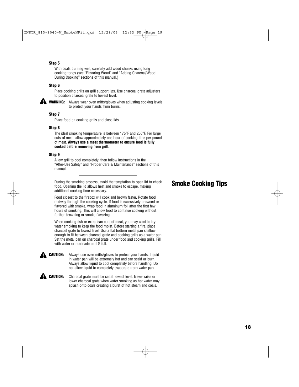 Smoke cooking tips | Brinkmann Smoke'n Pit User Manual | Page 19 / 48