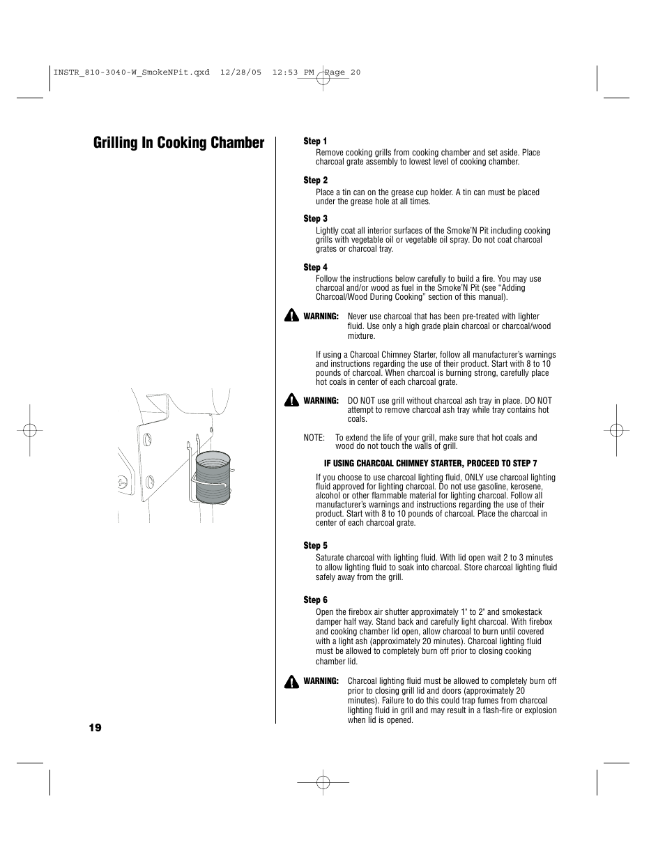 Grilling in cooking chamber | Brinkmann Smoke'n Pit User Manual | Page 20 / 48