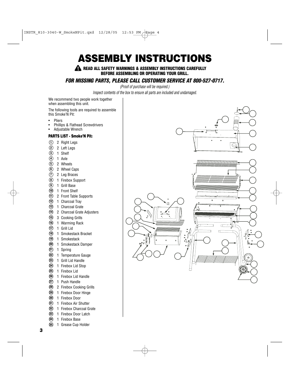 Assembly instructions | Brinkmann Smoke'n Pit User Manual | Page 4 / 48
