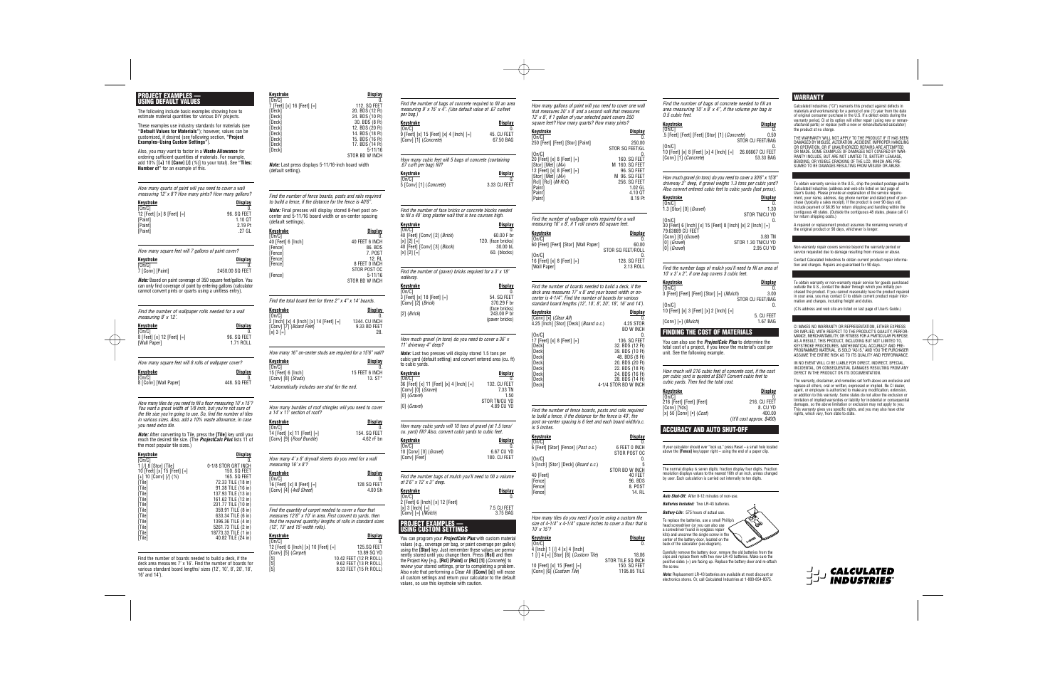 Calculated Industries 8525 User Guide User Manual | Page 4 / 4