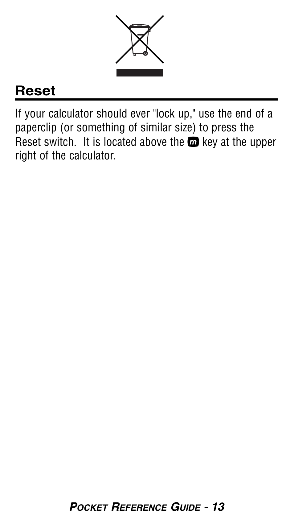 Reset | Calculated Industries 8503 User Guide User Manual | Page 15 / 20