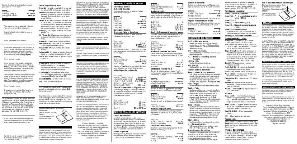 Calculated Industries 8516 User Manual | Page 2 / 2