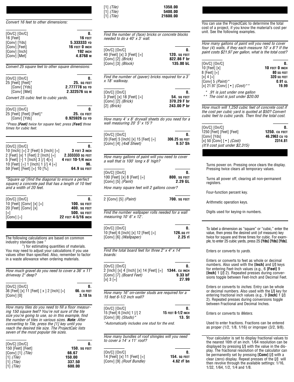 Calculated Industries 8515 User Manual | 2 pages