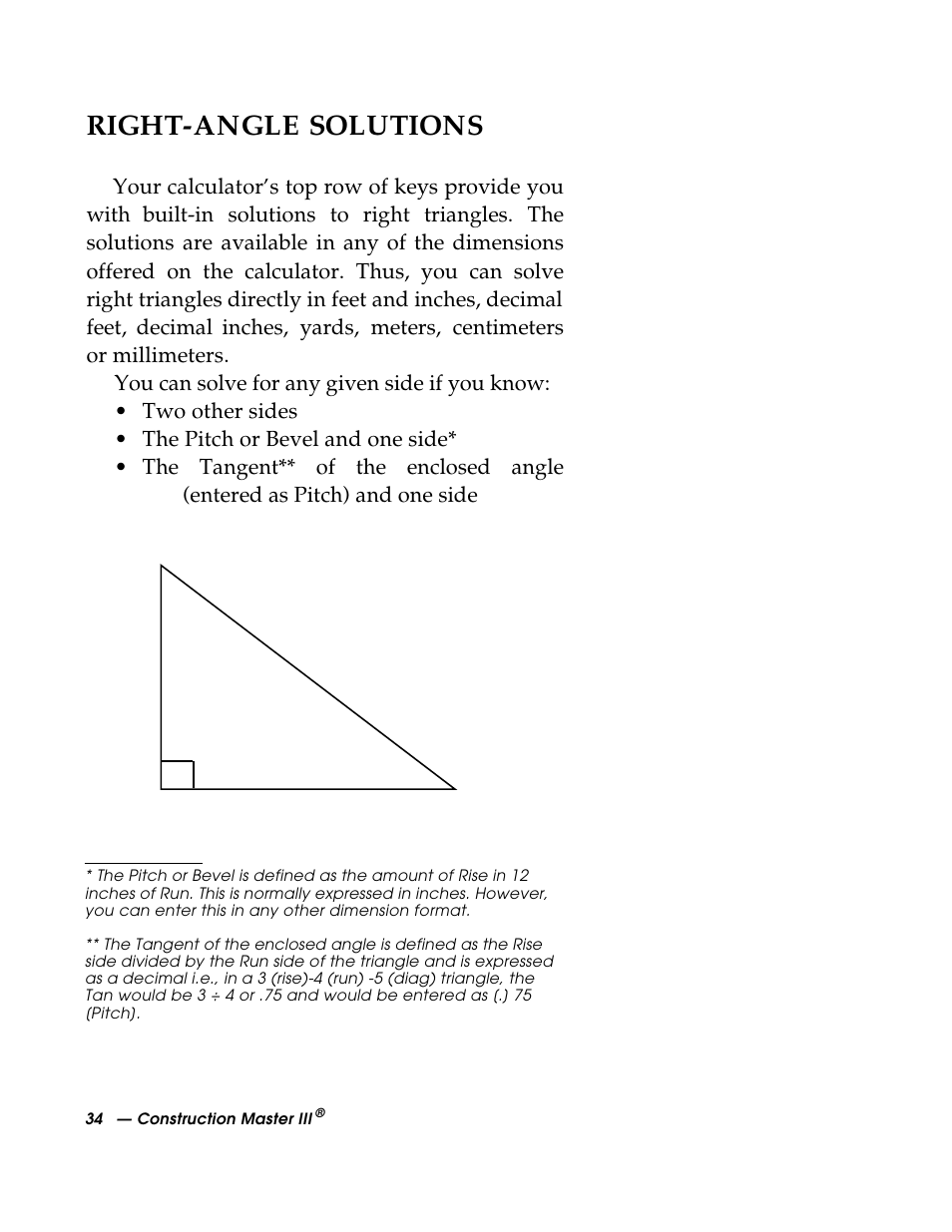 Right-angle solutions | Calculated Industries 3088 User Manual | Page 34 / 55