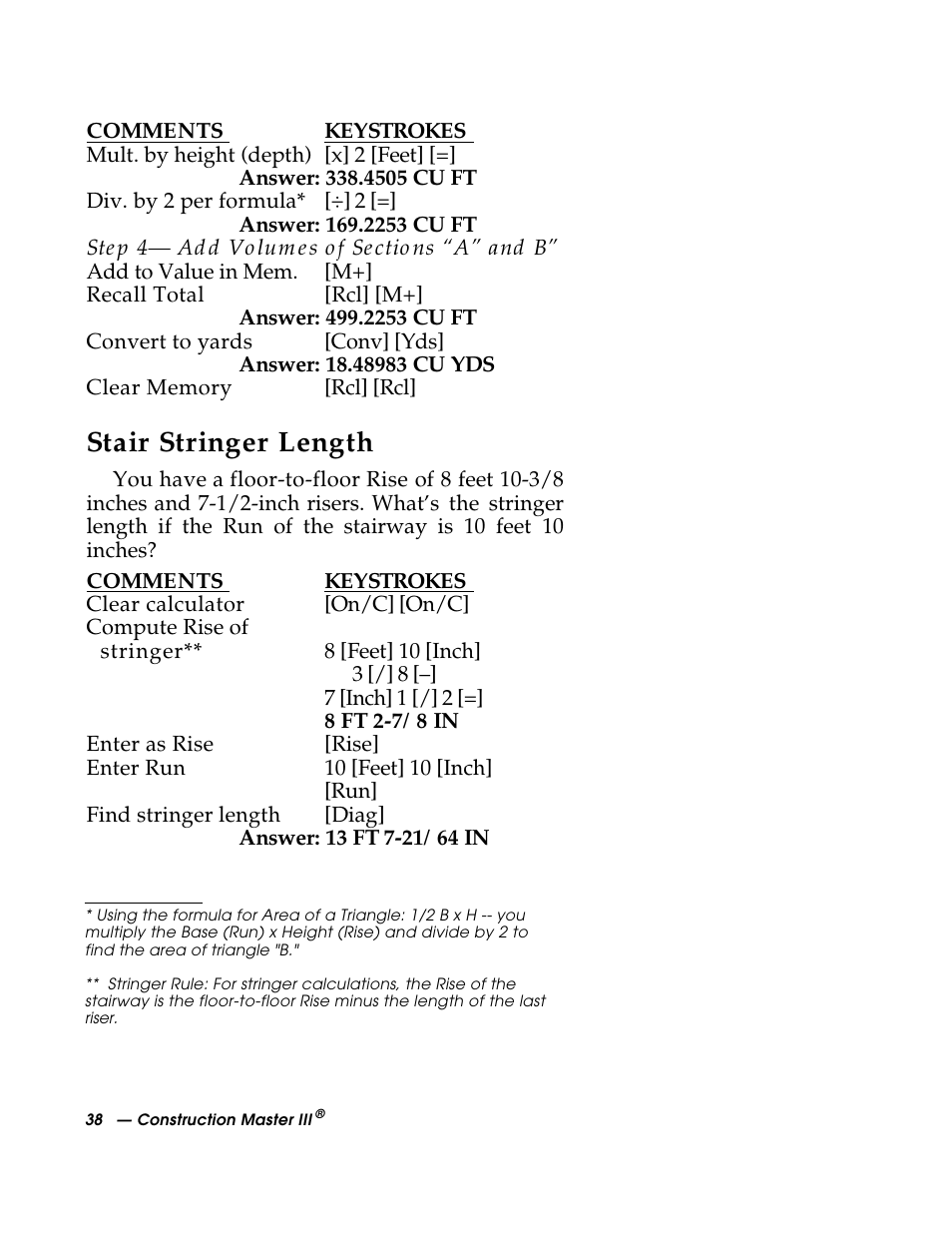 Stair stringer length | Calculated Industries 3088 User Manual | Page 38 / 55