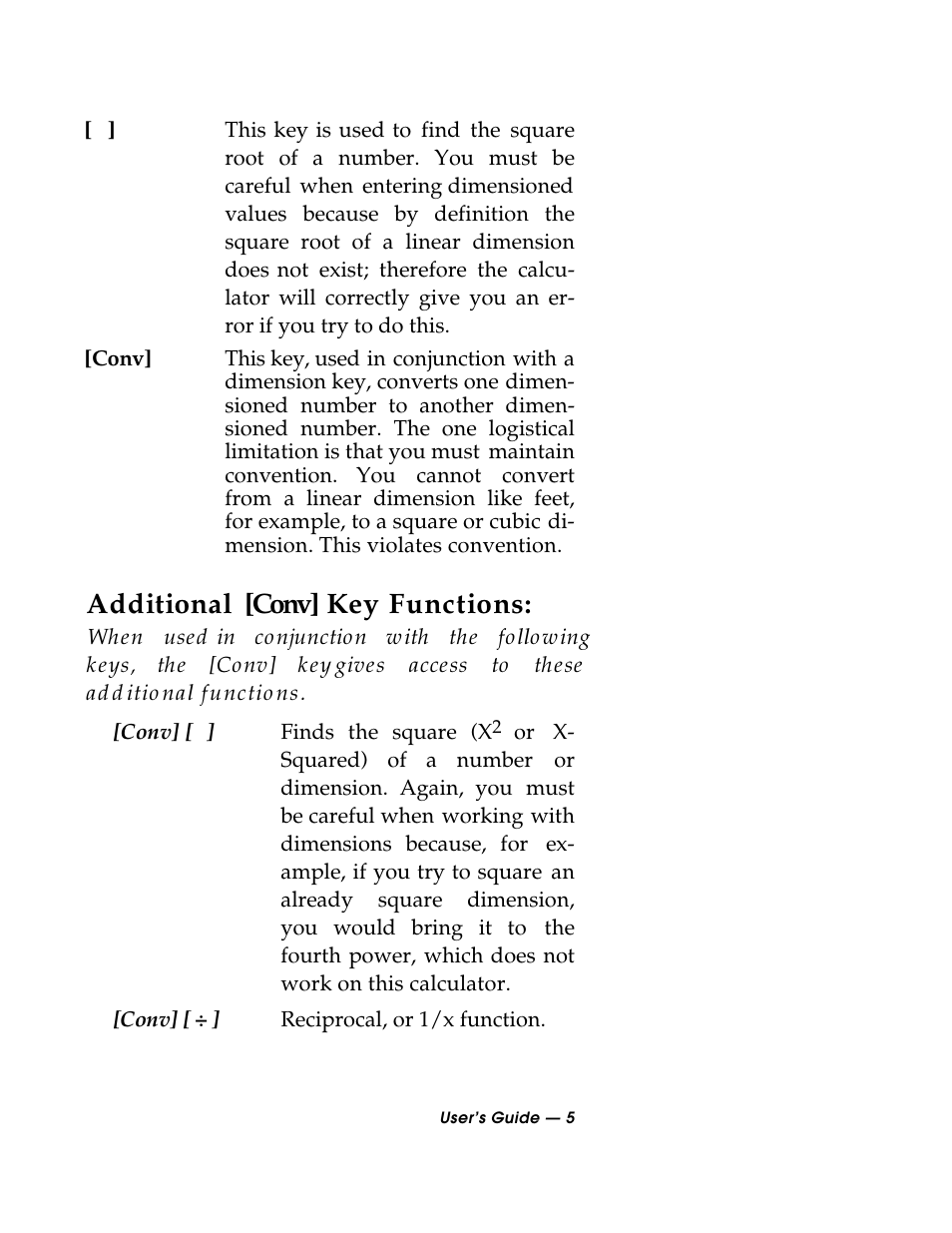 Additional [conv] key functions | Calculated Industries 3088 User Manual | Page 5 / 55