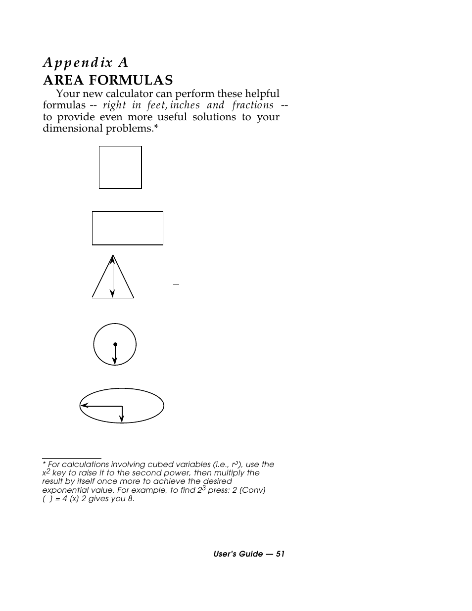 Appendix a area formulas | Calculated Industries 3088 User Manual | Page 51 / 55