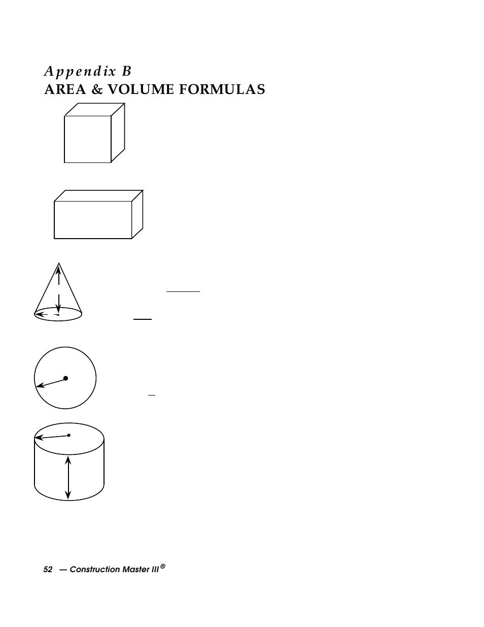 Appendix b area & volume formulas | Calculated Industries 3088 User Manual | Page 52 / 55