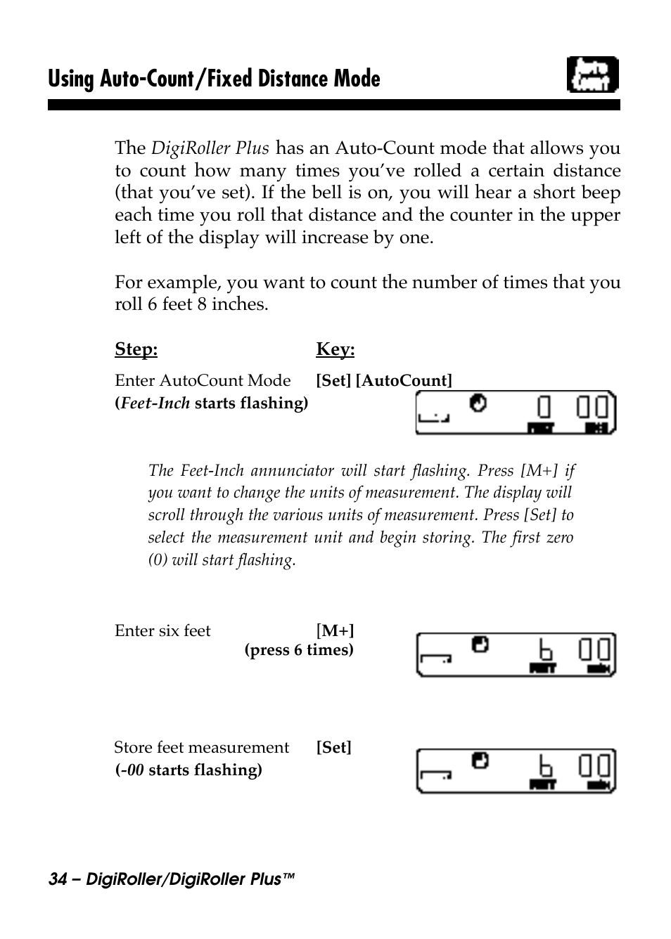 Using auto-count/fixed distance mode | Calculated Industries 6414 User Manual | Page 36 / 51