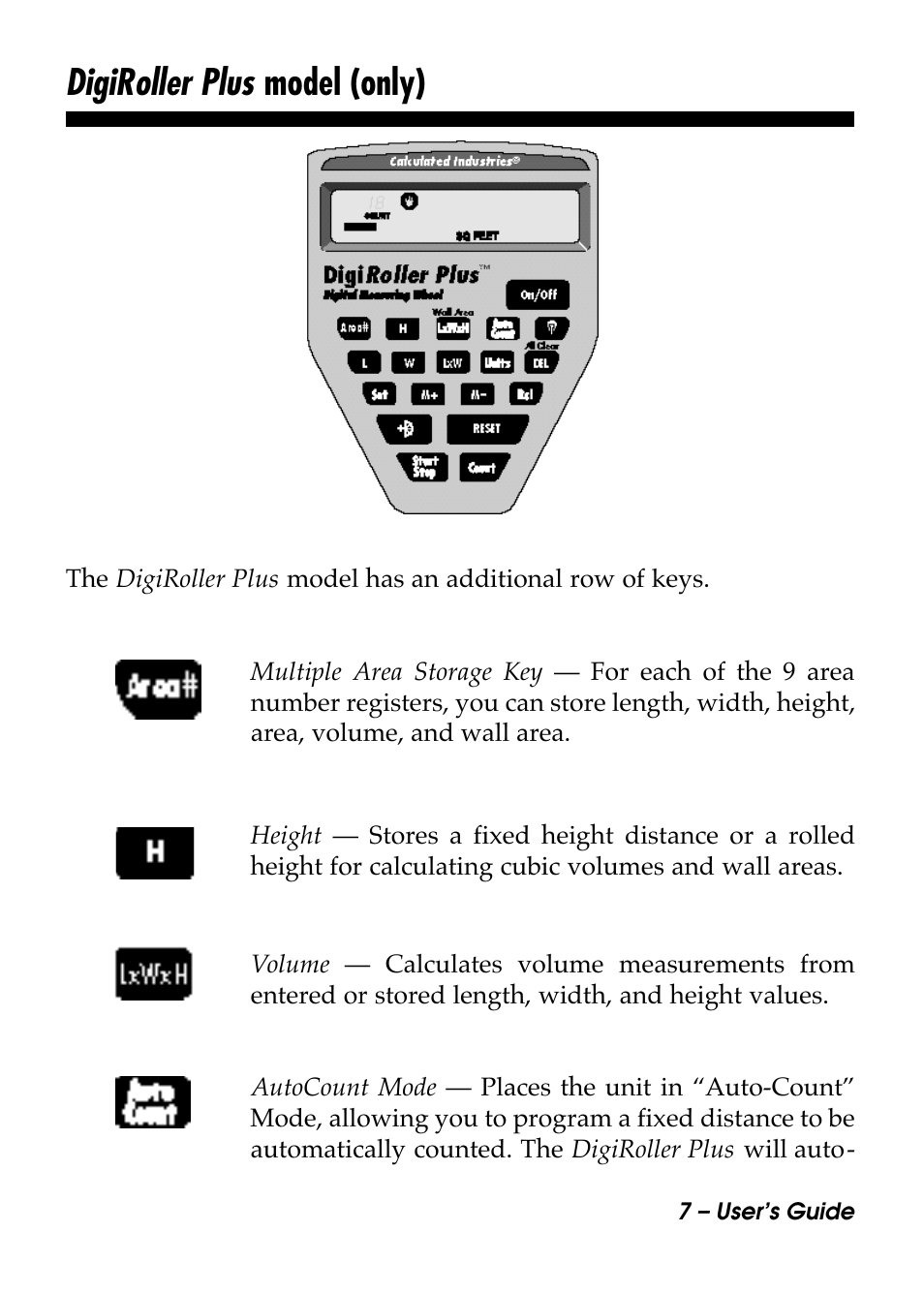 Digiroller plus model (only) | Calculated Industries 6414 User Manual | Page 9 / 51