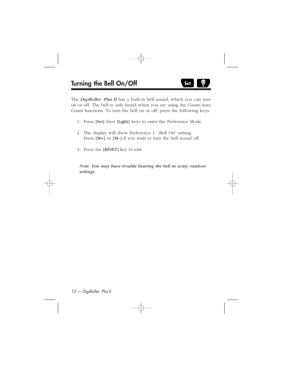 Turning the bell on/off | Calculated Industries 6425-C User Manual | Page 14 / 64