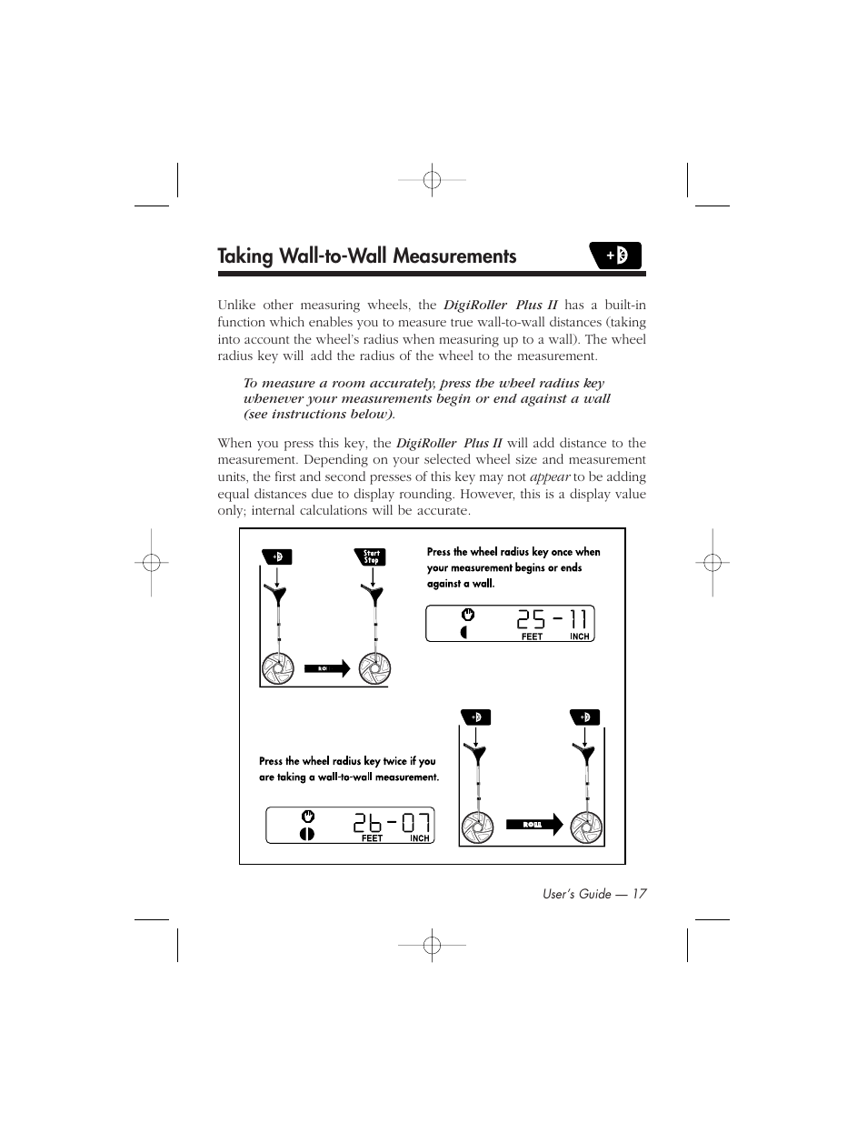 Taking wall-to-wall measurements | Calculated Industries 6425-C User Manual | Page 19 / 64