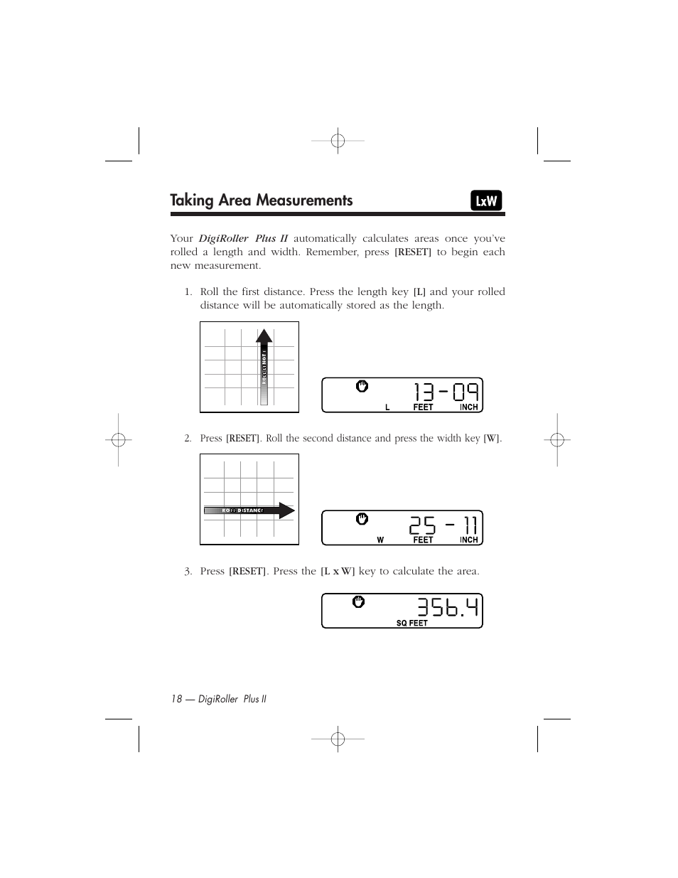 Taking area measurements | Calculated Industries 6425-C User Manual | Page 20 / 64