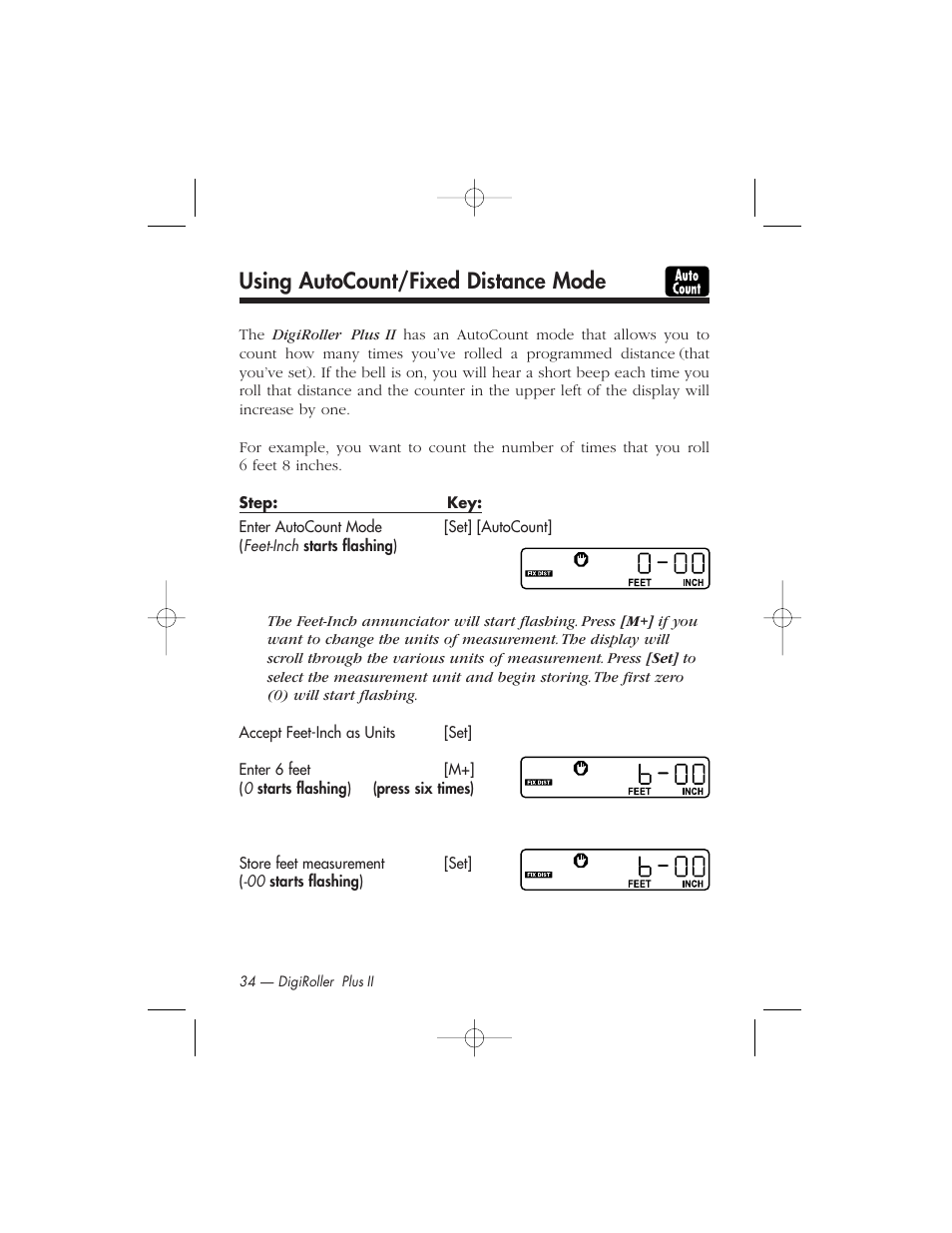 Using autocount/fixed distance mode | Calculated Industries 6425-C User Manual | Page 36 / 64