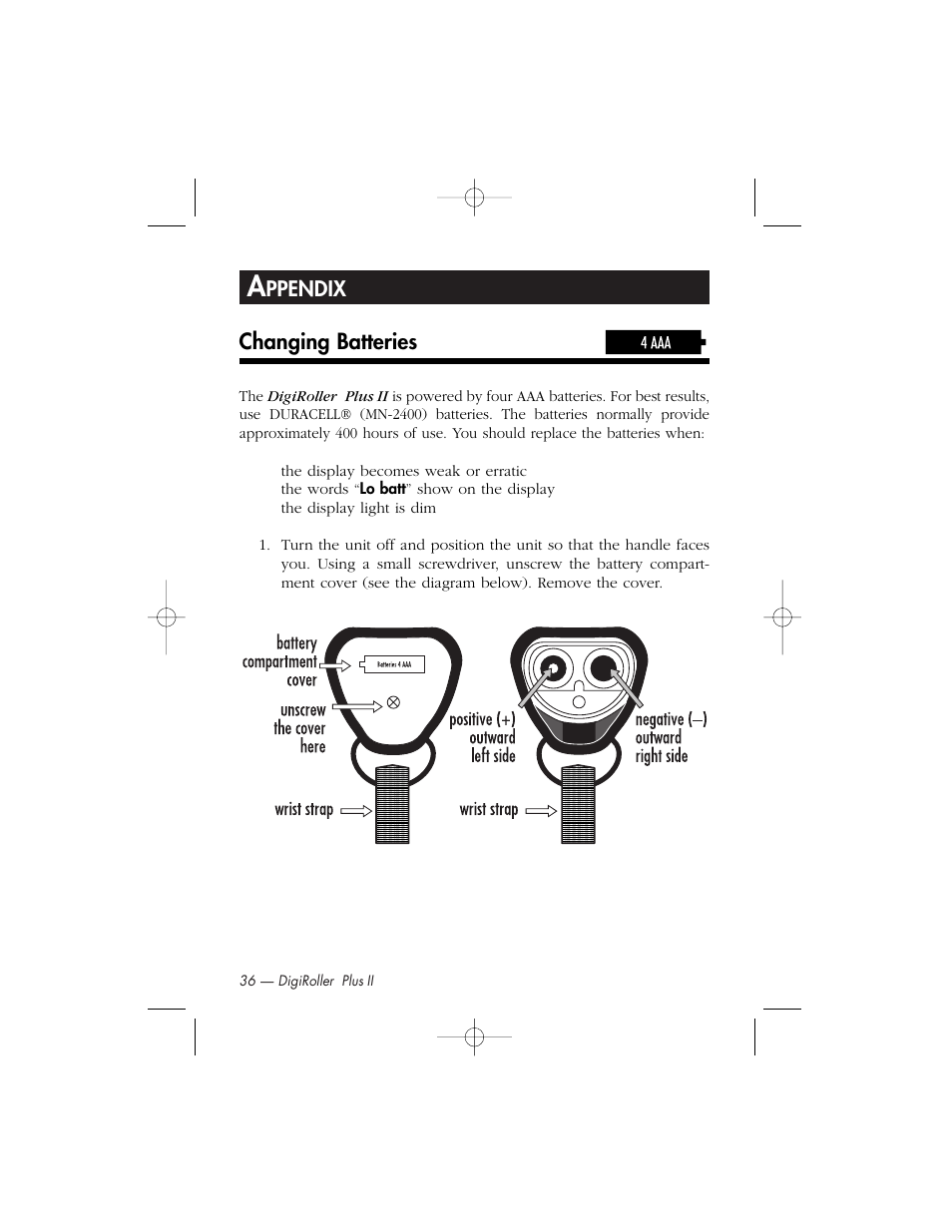 Ppendix changing batteries | Calculated Industries 6425-C User Manual | Page 38 / 64
