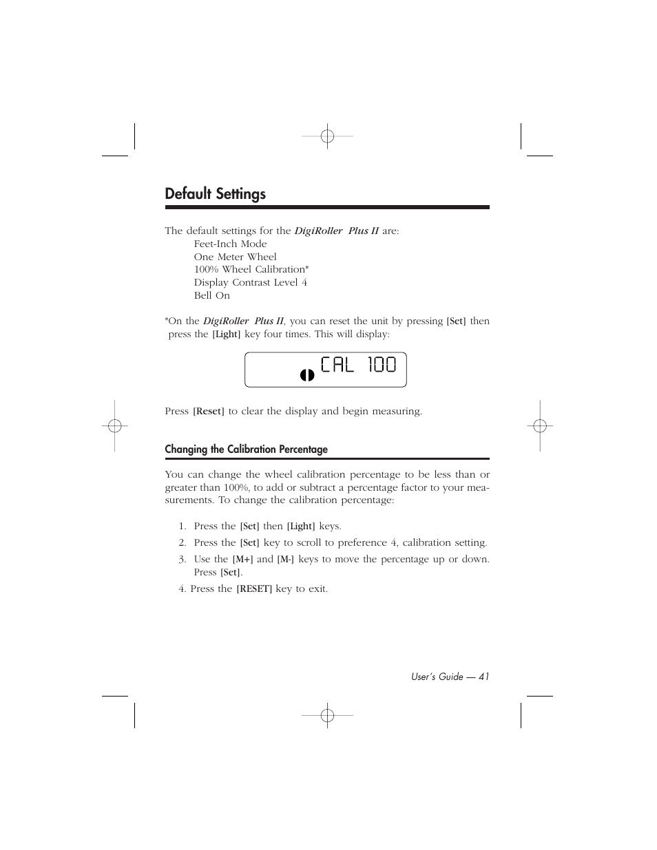 Default settings | Calculated Industries 6425-C User Manual | Page 43 / 64