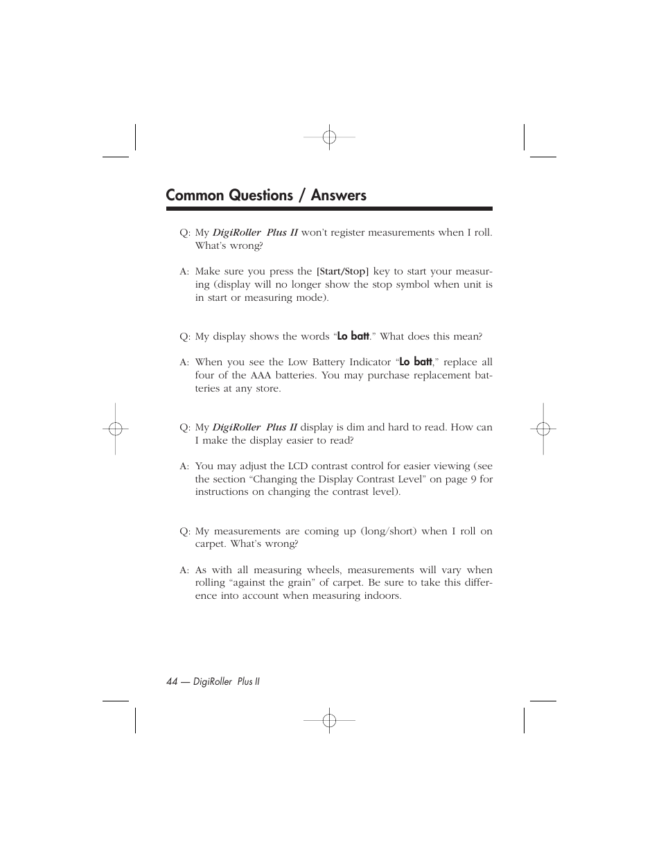 Common questions / answers | Calculated Industries 6425-C User Manual | Page 46 / 64