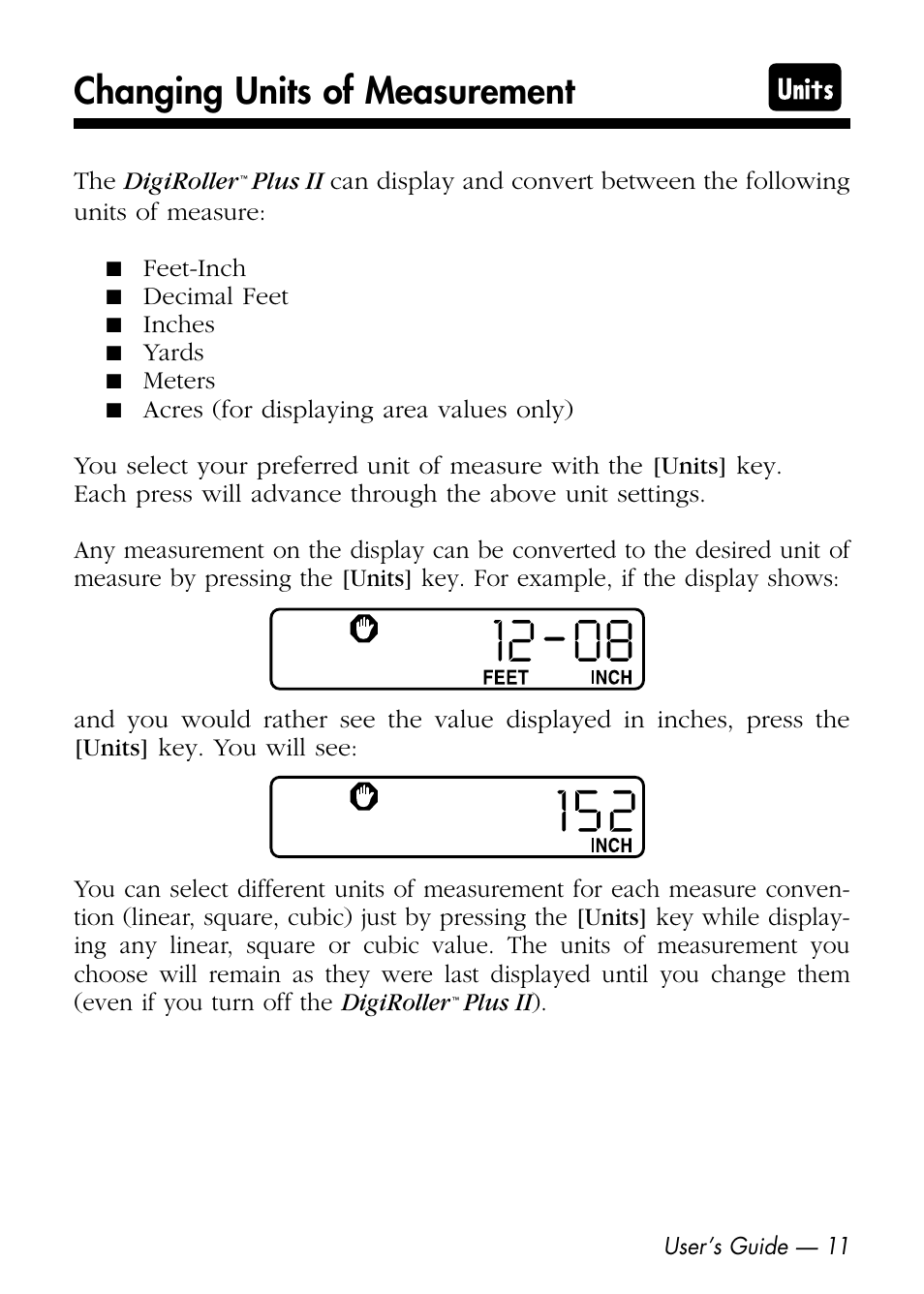 Changing units of measurement | Calculated Industries 6425-D User Manual | Page 13 / 64