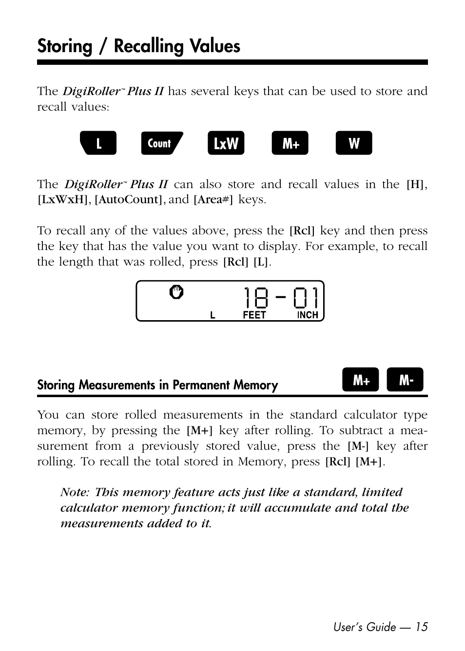 Storing / recalling values | Calculated Industries 6425-D User Manual | Page 17 / 64