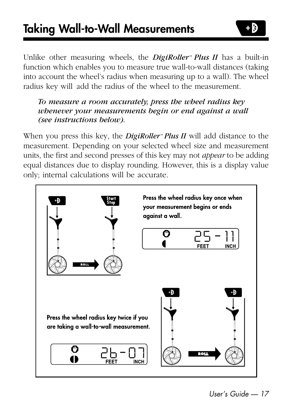 Taking wall-to-wall measurements | Calculated Industries 6425-D User Manual | Page 19 / 64