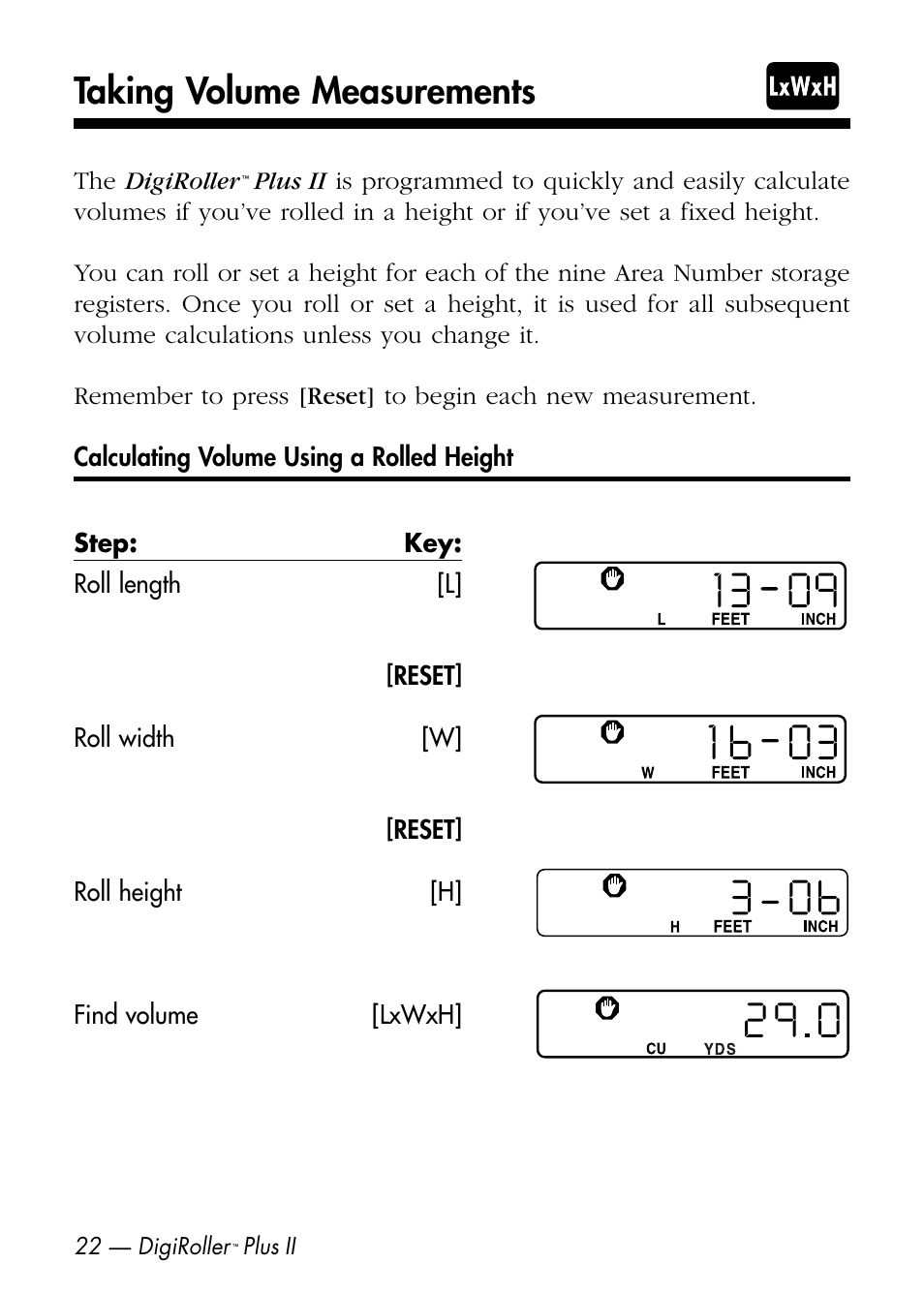 Taking volume measurements | Calculated Industries 6425-D User Manual | Page 24 / 64