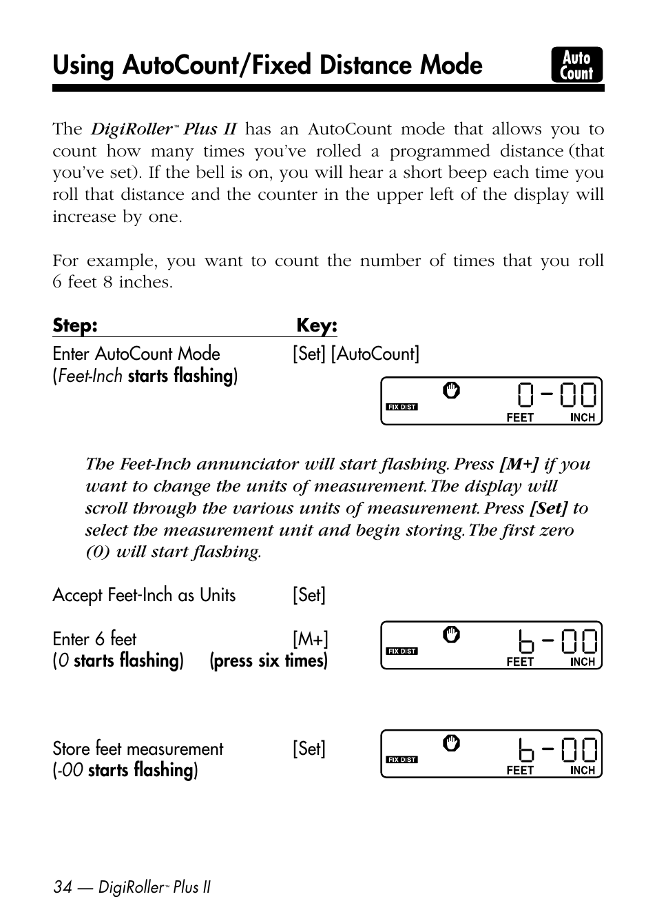 Using autocount/fixed distance mode | Calculated Industries 6425-D User Manual | Page 36 / 64