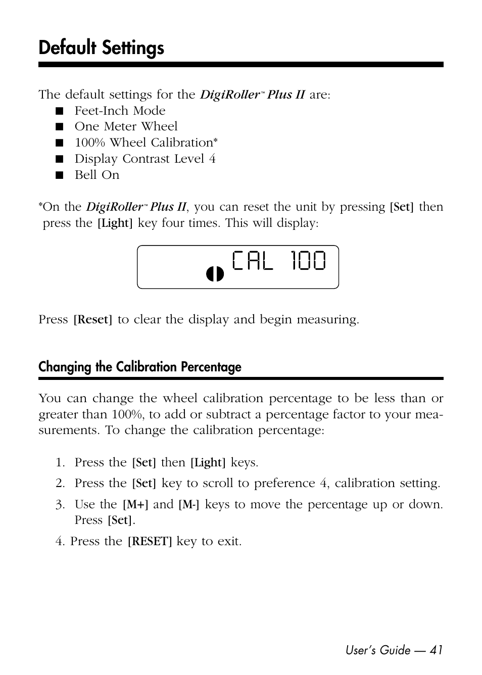 Default settings | Calculated Industries 6425-D User Manual | Page 43 / 64