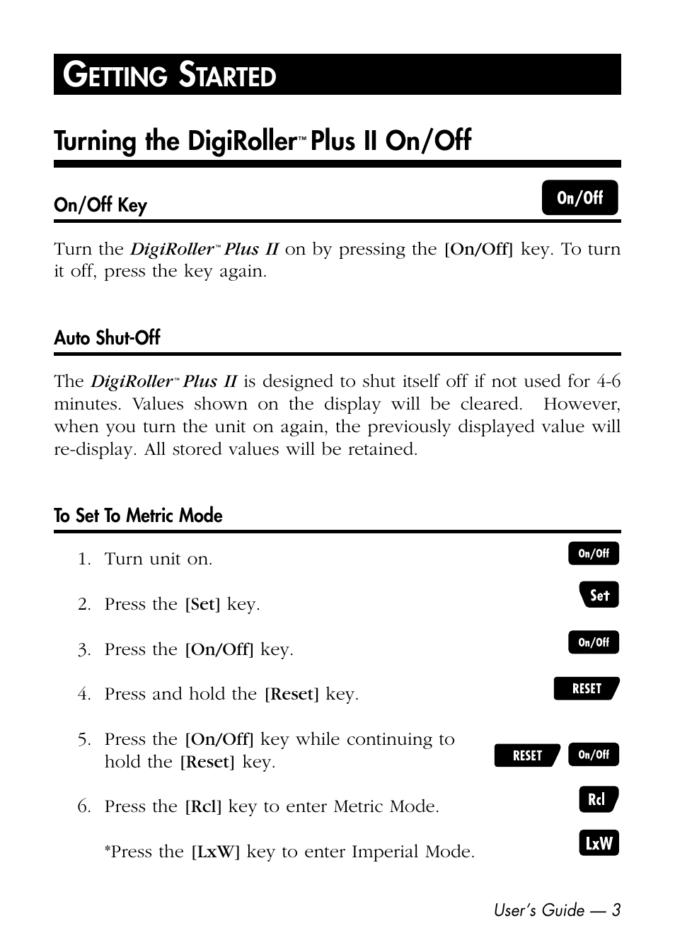 Turning the digiroller, Plus ii on/off, Etting | Tarted | Calculated Industries 6425-D User Manual | Page 5 / 64