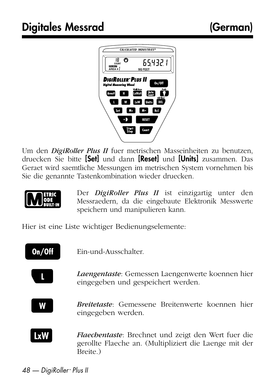 Digitales messrad (german) | Calculated Industries 6425-D User Manual | Page 50 / 64