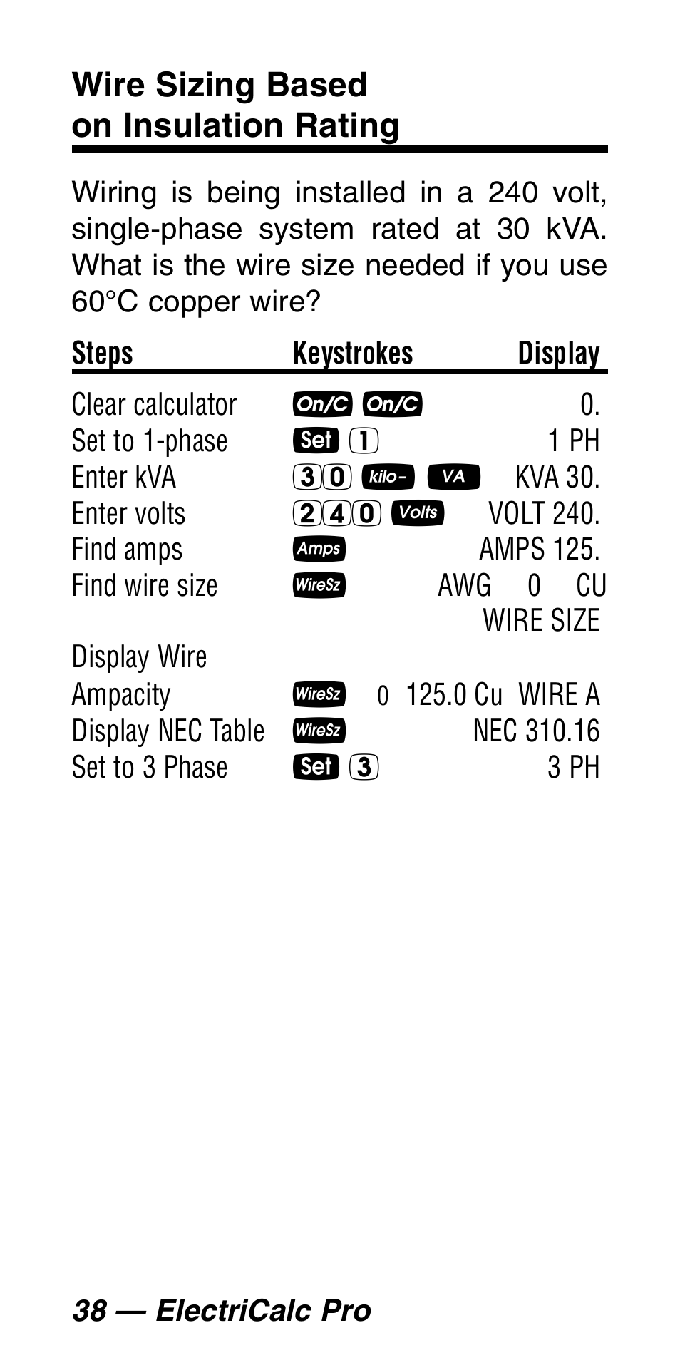Wire sizing based on insulation rating | Calculated Industries 5060 User Manual | Page 40 / 70
