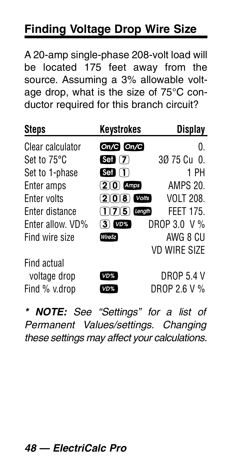 Finding voltage drop wire size | Calculated Industries 5060 User Manual | Page 50 / 70