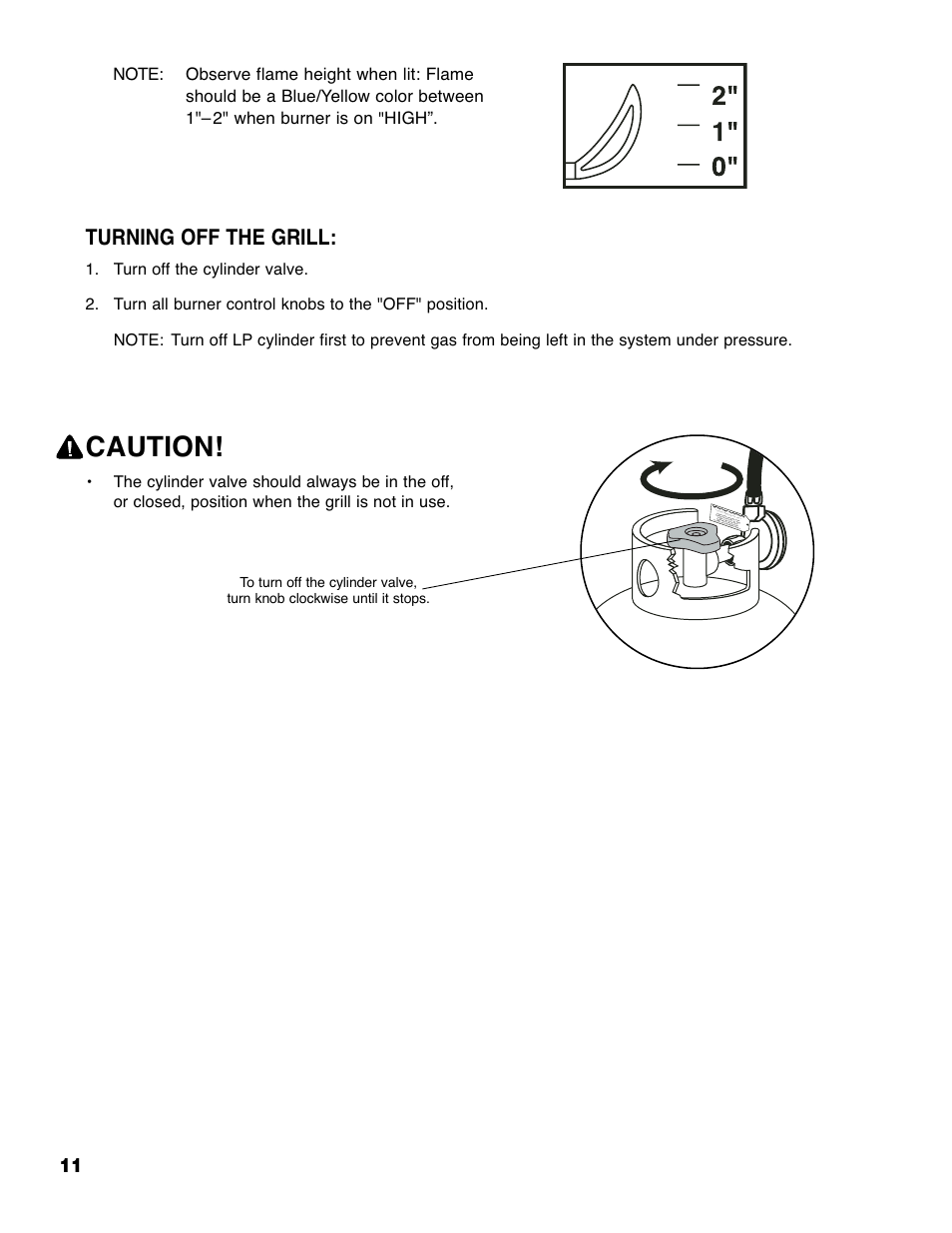 Caution, Turning off the grill | Brinkmann 4210 User Manual | Page 12 / 32