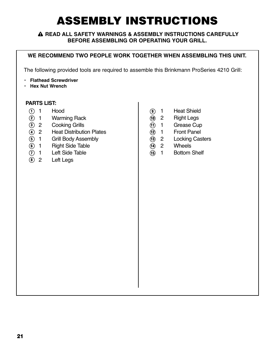 Assembly instructions | Brinkmann 4210 User Manual | Page 22 / 32