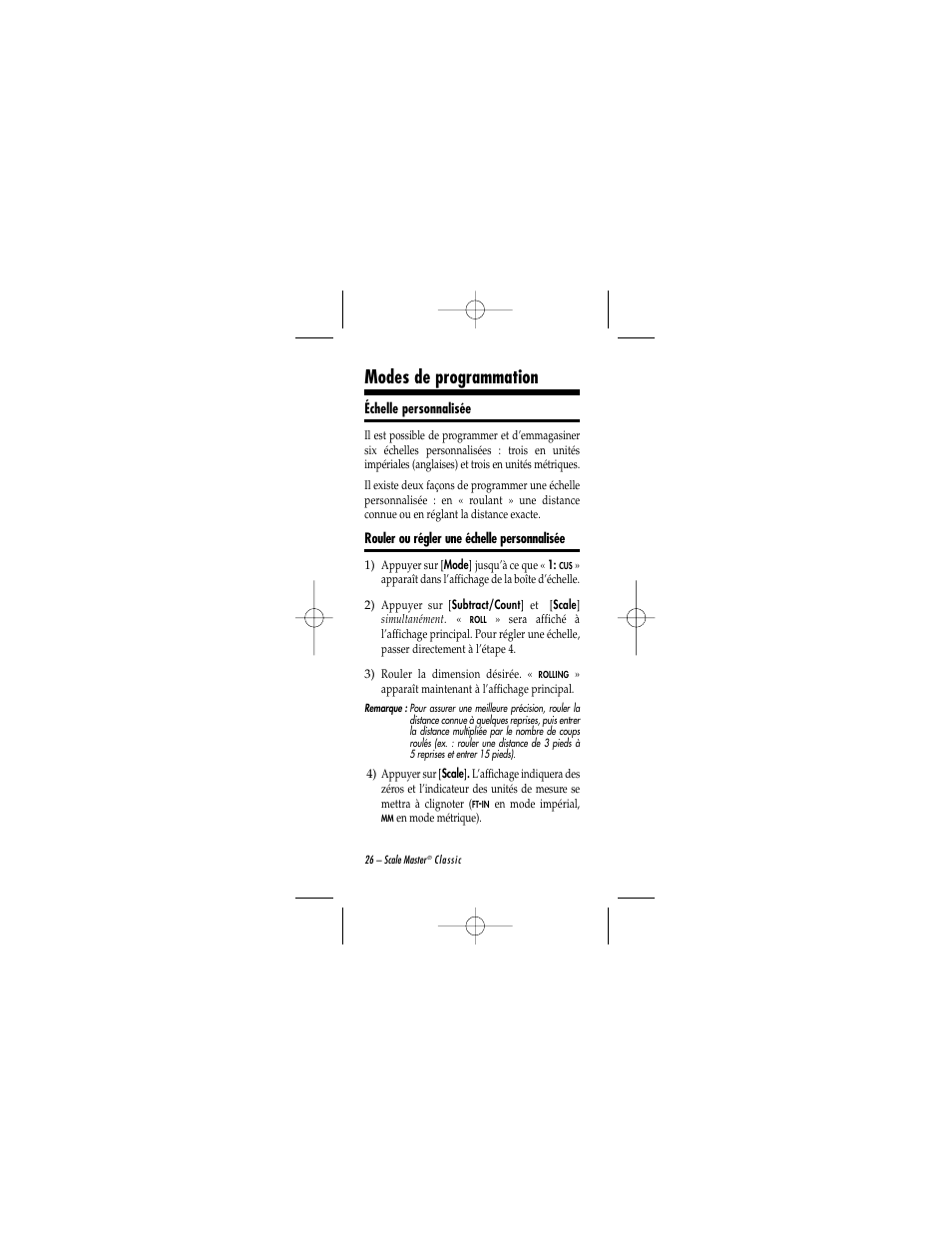 Modes de programmation | Calculated Industries 6020 v2.0 User Manual | Page 26 / 44