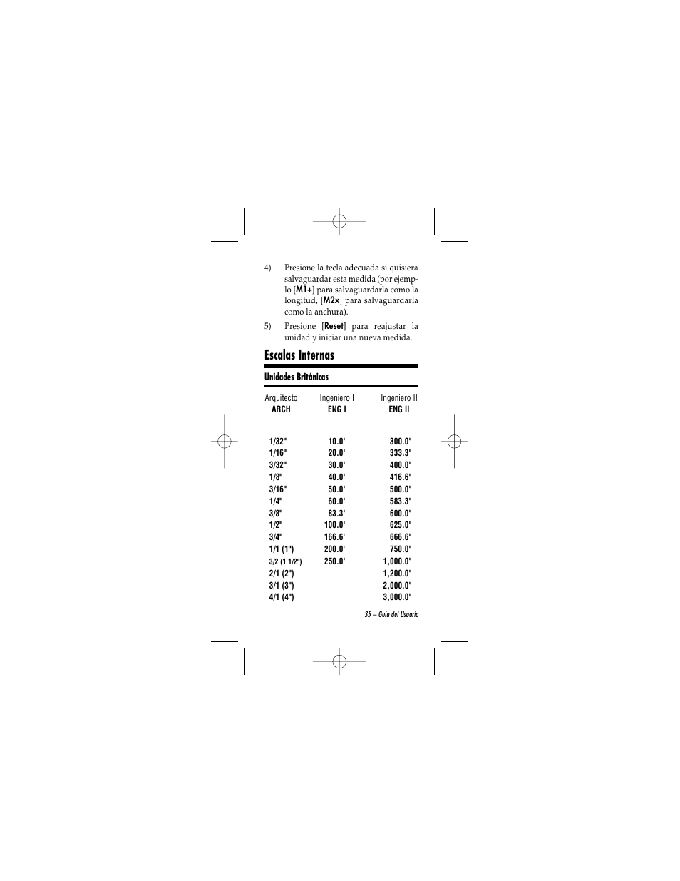 Escalas internas | Calculated Industries 6020 v2.0 User Manual | Page 35 / 44